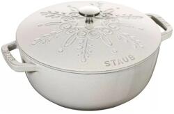 Staub Cocotte Ronde Öntöttvas főzőedény, zománcozott, 24 cm/3, 6 l, "snowflake" tört fehér (fehér szarvasgomba)(45)