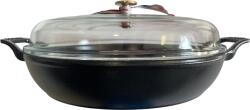 Staub Öntöttvas serpenyő, zománcozott, sütő, pároló edény, üveg fedővel, 30 cm/5, 2 liter, Egyedi kialakítású matt fekete színű (44)