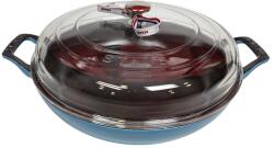 Staub kerek öntöttvas sütőtál üvegfedővel - 30 cm - Bleu Glacier-jégkék (120)
