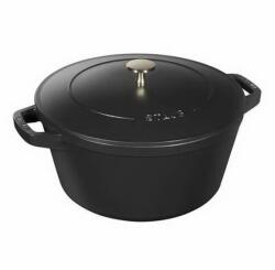 Staub Öntöttvas főzőedény, zománcozott, 24 cm/4 liter, Cocotte Ronde fekete matt /6/