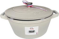 Staub Öntöttvas főzőedény, zománcozott, 24 cm / 4 l, Cocotte Twister, tört fehér (fehér szarvasgomba) színű/4/