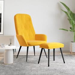 vidaXL Scaun de relaxare cu taburet, galben mustar, catifea GartenMobel Dekor (3097626)