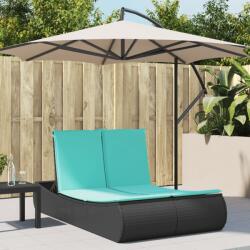vidaXL Sezlong dublu cu perne, negru, poliratan GartenMobel Dekor (368098)