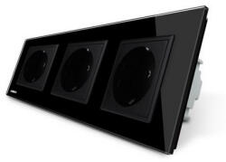 LIVOLO Priza tripla cu rama din sticla Livolo (C7-SR/SR/SR-12)