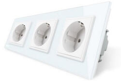 LIVOLO Priza tripla cu rama din sticla Livolo (C7-SR/SR/SR-11) - gilan - 108,00 RON