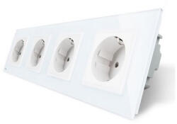LIVOLO Priza cvadrupla Livolo cu rama din sticla (C7-SR/SR/SR/SR-11)