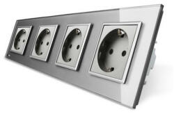 LIVOLO Priza cvadrupla Livolo cu rama din sticla (C7-SR/SR/SR/SR-15)