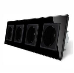 LIVOLO Priza cvadrupla Livolo cu rama din sticla (C7-SR/SR/SR/SR-12)