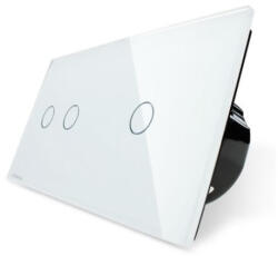 LIVOLO Intrerupator dublu + simplu cu touch Livolo din sticla (VL-C702/C701-11)