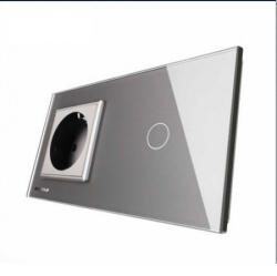 LIVOLO Priza simpla din sticla + Intrerupator din sticla cu touch simplu Livolo (527)