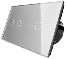 LIVOLO Intrerupator dublu + simplu cu touch Livolo din sticla (VL-C702/C701-15)