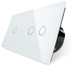 LIVOLO Intrerupator simplu + dublu cu touch Livolo din sticla (VL-C701/C702-11)