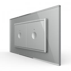 LIVOLO Intrerupator tactil simplu + Intrerupator tactil simplu, 4M, cu rama sticla, Livolo (VL-2FC1-2IP-P9E)