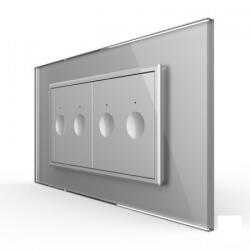 LIVOLO Intrerupator tactil dublu cap scara cruce + Intrerupator tactil dublu cap scara cruce, 4M, cu rama sticla, Livolo (VL-2FC2S-2IP-P9E)