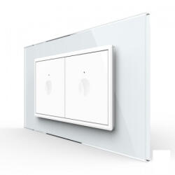 LIVOLO Intrerupator tactil simplu cap scara cruce + Intrerupator tactil simplu cap scara cruce, 4M, cu rama sticla (VL-2FC1S-2WP-P9E)