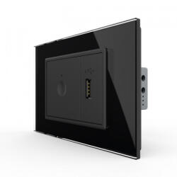 LIVOLO Intrerupator tactil simplu + priza USB, 3M, rama sticla, Livolo (VL-FC1-FCUS-2BP-P9E)