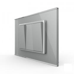 LIVOLO Intrerupator mecanic dublu cap scara, 3M, cu rama sticla (VL-2FCMKS-1IP-P9E-1FCMB)