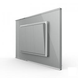 LIVOLO Intrerupator mecanic triplu cap scara, 3M, cu rama sticla (VL-3FCMKS-1IP-P9E)