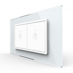 LIVOLO Intrerupator tactil simplu + Intrerupator tactil simplu, 4M, cu rama sticla, Livolo (VL-2FC1-2WP-P9E)