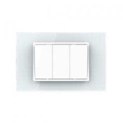 LIVOLO Intrerupator mecanic triplu 3M, cu revenire, cu rama sticla (VL-3FCMH-1WP-P9E)