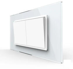 LIVOLO Intrerupator mecanic dublu cap scara, 4M, cu rama sticla (VL-2FCMKS-2WP-P9E)