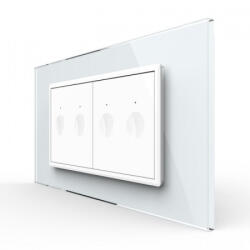 LIVOLO Intrerupator tactil dublu + Intrerupator tactil dublu, 4M, cu rama sticla, Livolo (VL-2FC2-2WP-P9E)