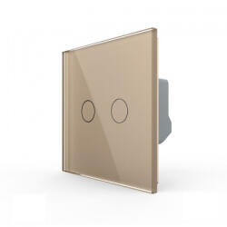 LIVOLO Intrerupator dublu tactil, control draperie, wireless - control din telecomanda RF, cu panou sticla - Generatia Noua (VL-FC2NWR-2GS21-A)