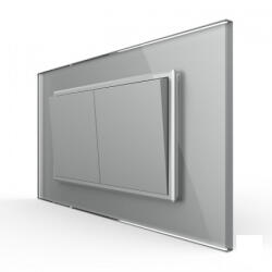 LIVOLO Intrerupator mecanic dublu cap scara, 4M, cu rama sticla (VL-2FCMKS-2IP-P9E)