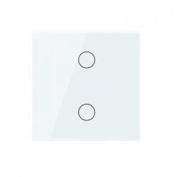 LIVOLO Intrerupator dublu WiFi, cap scara cruce, cu panou sticla, cu touch (VL-FC2SNY-C2-W2G)