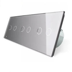 LIVOLO Intrerupator dublu+dublu+dublu cu touch, din sticla, Livolo (VL-C706-15)