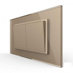LIVOLO Intrerupator mecanic dublu cap scara, 4M, cu rama sticla (VL-2FCMKS-2AP-P9E)
