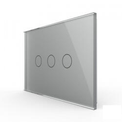 LIVOLO Intrerupator triplu, standard italian, cap scara cap cruce, cu panou sticla, 3M (VL-FC3S-3G-3I)