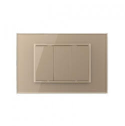 LIVOLO Intrerupator mecanic triplu 3M, cu revenire, cu rama sticla (VL-3FCMH-1AP-P9E)