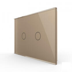 LIVOLO Intrerupator dublu, standard italian, cap scara cap cruce, cu panou sticla, 3M (VL-FC2S-3G-3A)