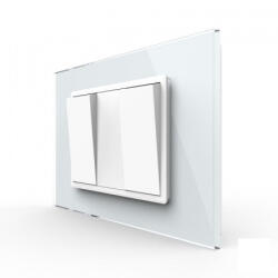 LIVOLO Intrerupator mecanic dublu 3M, cu revenire, cu rama sticla (VL-2FCMH-1WP-P93-1FCMB)