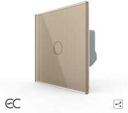 LIVOLO Intrerupator simplu protocol Zigbee EC tactil, cap scara cruce Generatie Noua, cu panou sticla (VL-FC1SZ2-2G-2A)