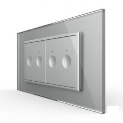 LIVOLO Intrerupator tactil dublu cap scara cruce + Intrerupator tactil dublu cap scara cruce, 4M, cu rama sticla, Livolo (VL-2FC2S-2AP-P9E)
