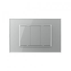 LIVOLO Intrerupator mecanic triplu 3M, cu revenire, cu rama sticla (VL-3FCMH-1IP-P9E)