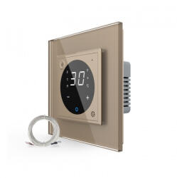 LIVOLO Termostat cu fir pentru incalzire in pardoseala, afisaj electronic, Generatie Noua EC, cu touch-screen, cu rama de sticla (VL-FCQ1Z2-P7E-2A)