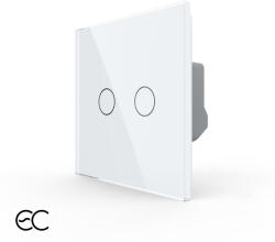 LIVOLO Intrerupator dublu protocol zigbee EC, Generatie Noua, cu panou sticla, Livolo (VL-FC2Z2-2G-2W)