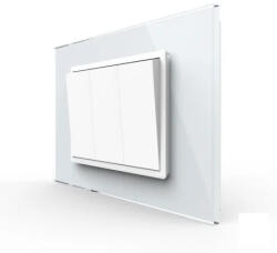 LIVOLO Intrerupator mecanic triplu cap scara, 3M, cu rama sticla (VL-3FCMKS-1WP-P9E)