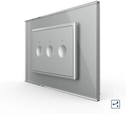 LIVOLO Intrerupator triplu cap scara cap cruce cu touch Livolo cu rama din sticla, standard Italian 3m , Serie noua (VL-FC3S-3IP)