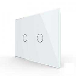LIVOLO Intrerupator dublu, standard italian, cap scara cap cruce, cu panou sticla, 3M (VL-FC2S-3G-3W)