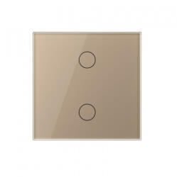 LIVOLO Intrerupator dublu WiFi, cap scara cruce, cu panou sticla, cu touch (VL-FC2SNY-C2-A2G)