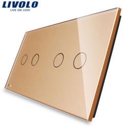 LIVOLO Panou intrerupator dublu + dublu cu touch Livolo din sticla (1417)