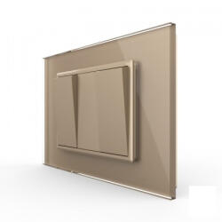 LIVOLO Intrerupator mecanic dublu 3M, cu rama sticla (VL-2FCMK-1AP-P9E-1FCMB)