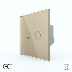 LIVOLO Intrerupator dublu protocol Zigbee EC tactil, cap scara cruce Generatie Noua, cu panou sticla (VL-FC2SZ2-2G-2A)