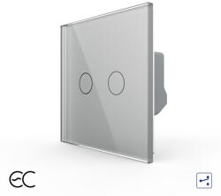 LIVOLO Intrerupator dublu protocol Zigbee EC tactil, cap scara cruce Generatie Noua, cu panou sticla (VL-FC2SZ2-2G-2I)