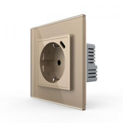 LIVOLO Priza simpla Schuko + slot USB Tip-C, Standard German 2M, cu rama sticla (VL-FCTF16A.UC18W-P7E-2AP)