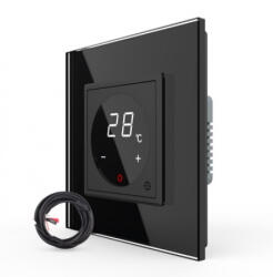 LIVOLO Termostat cu fir pentru incalzire in pardoseala, afisaj electronic, Generatie Noua EC, cu touch-screen, cu rama de sticla (VL-FCQ1Z2-P7E-2B)